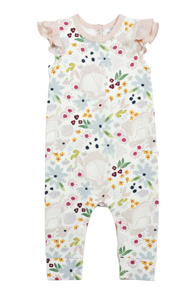 Loulou Lollipop-Ruffle Romper-Clothing-Shell Floral-0-3 mos-Much and Little Boutique-Vancouver-Canada