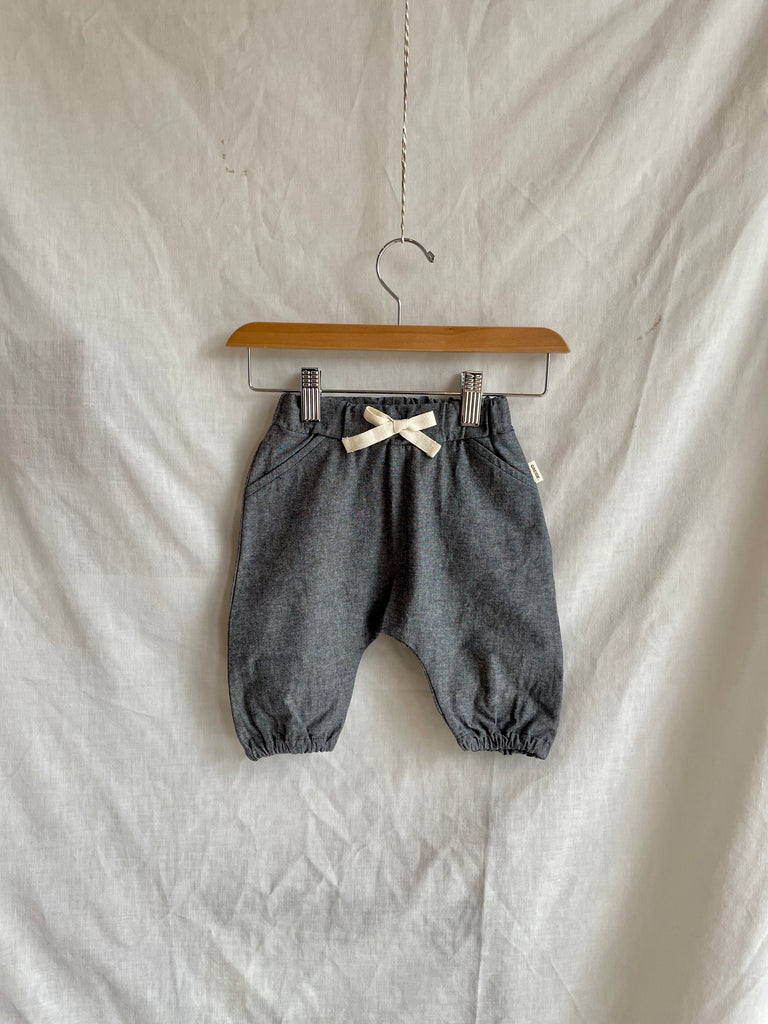 Greige-Gather Hem Pants-Clothing-Navy Chambray-0-3 mos-Much and Little Boutique-Vancouver-Canada