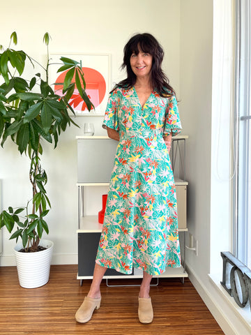 Des Petits Hauts-Tamiane Tropical Floral Midi Dress-Dresses-0/XSMALL-Much and Little Boutique-Vancouver-Canada