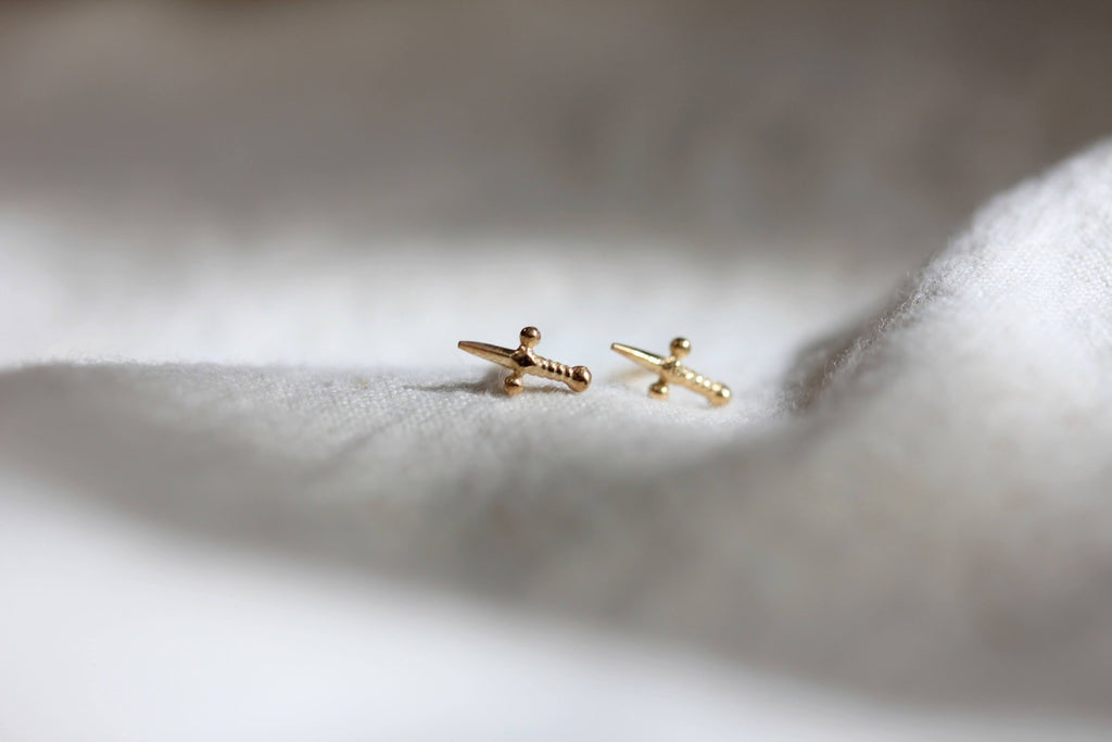 Little Gold-Blow To The Heart Dagger Studs-Jewelry-Much and Little Boutique-Vancouver-Canada