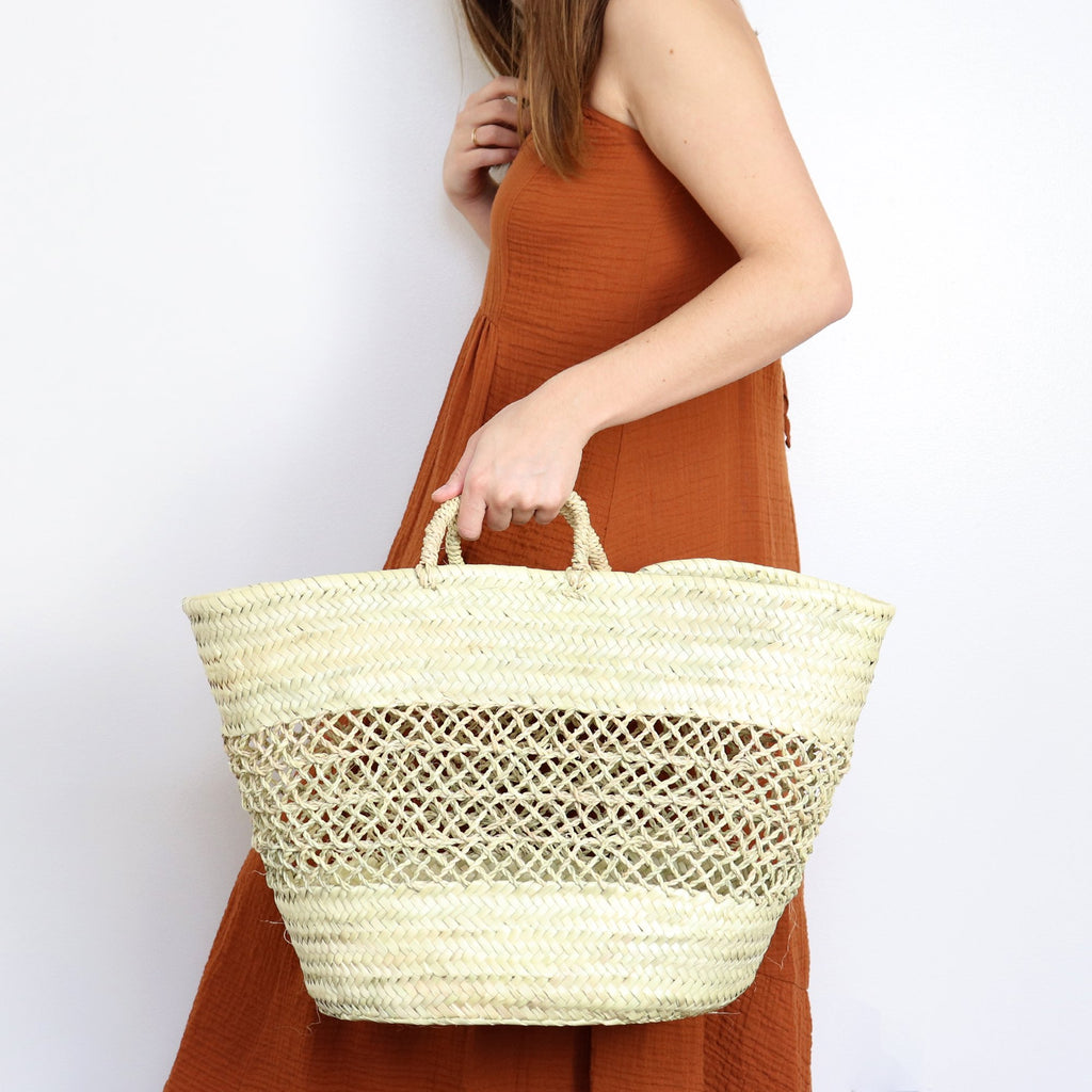 Socco Designs-French Straw Basket Tote-Bags & Wallets-Much and Little Boutique-Vancouver-Canada