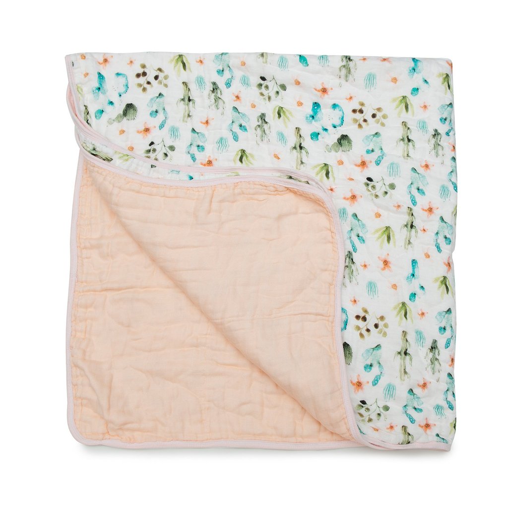Loulou Lollipop-Muslin Quilt-Blankets & Swaddles-Cactus Floral-47"x47"-Much and Little Boutique-Vancouver-Canada
