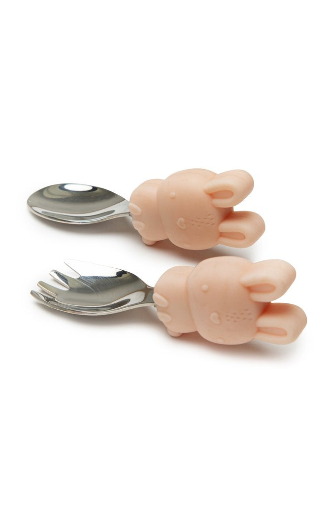 Loulou Lollipop-Learning Spoon And Fork Set-Mealtime-Bunny-Much and Little Boutique-Vancouver-Canada