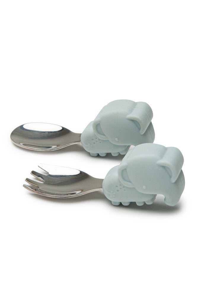 Loulou Lollipop-Learning Spoon And Fork Set-Mealtime-Elephant-Much and Little Boutique-Vancouver-Canada