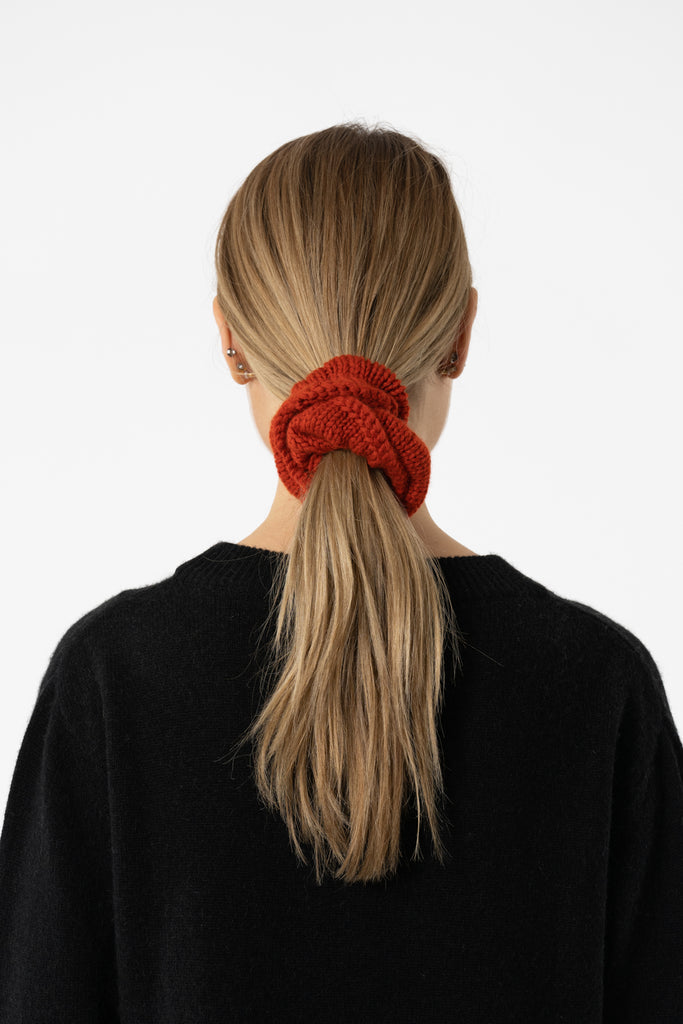 Dinadi-Hand Knit Merino Scrunchie-Hair Accessories-Burnt Orange-Much and Little Boutique-Vancouver-Canada