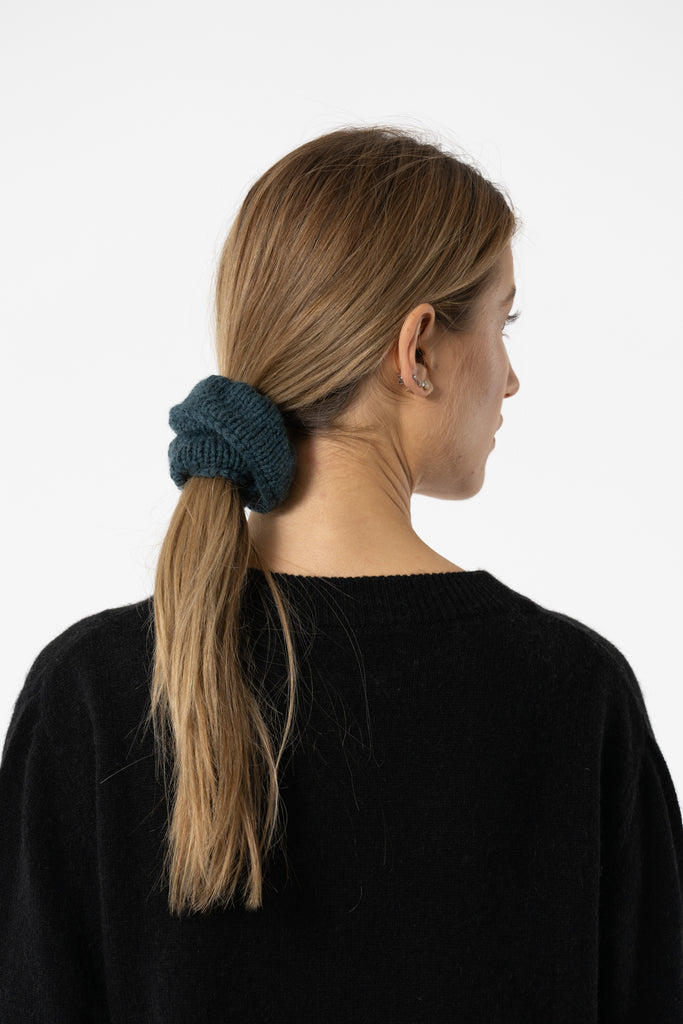 Dinadi-Hand Knit Merino Scrunchie-Hair Accessories-Dragonfly Green-Much and Little Boutique-Vancouver-Canada