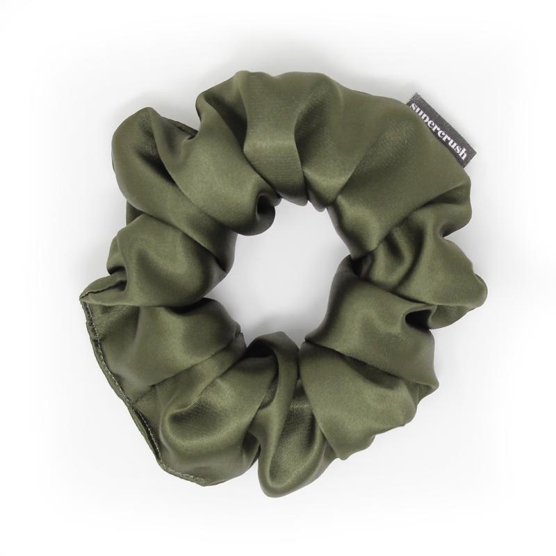 Supercrush-Regular Scrunchie-Hair Accessories-Olive Satin-O/S-Much and Little Boutique-Vancouver-Canada