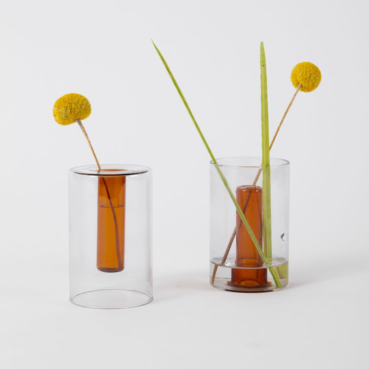 Block Design-Small Reversible Glass Vase-Art & Decor-Grey/Orange-Much and Little Boutique-Vancouver-Canada