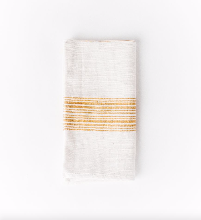 Creative Women-Pair Of Cotton Napkins-Kitchenware-Natural w/ Gold Stripe-O/S-Much and Little Boutique-Vancouver-Canada