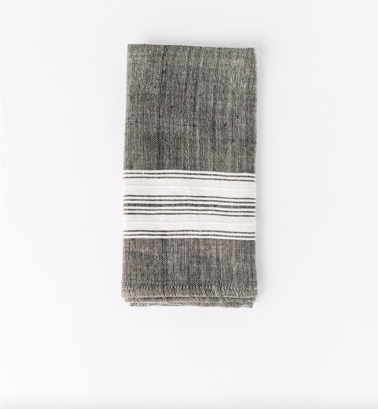 Creative Women-Pair Of Cotton Napkins-Kitchenware-Grey w/ Natural Stripe-O/S-Much and Little Boutique-Vancouver-Canada