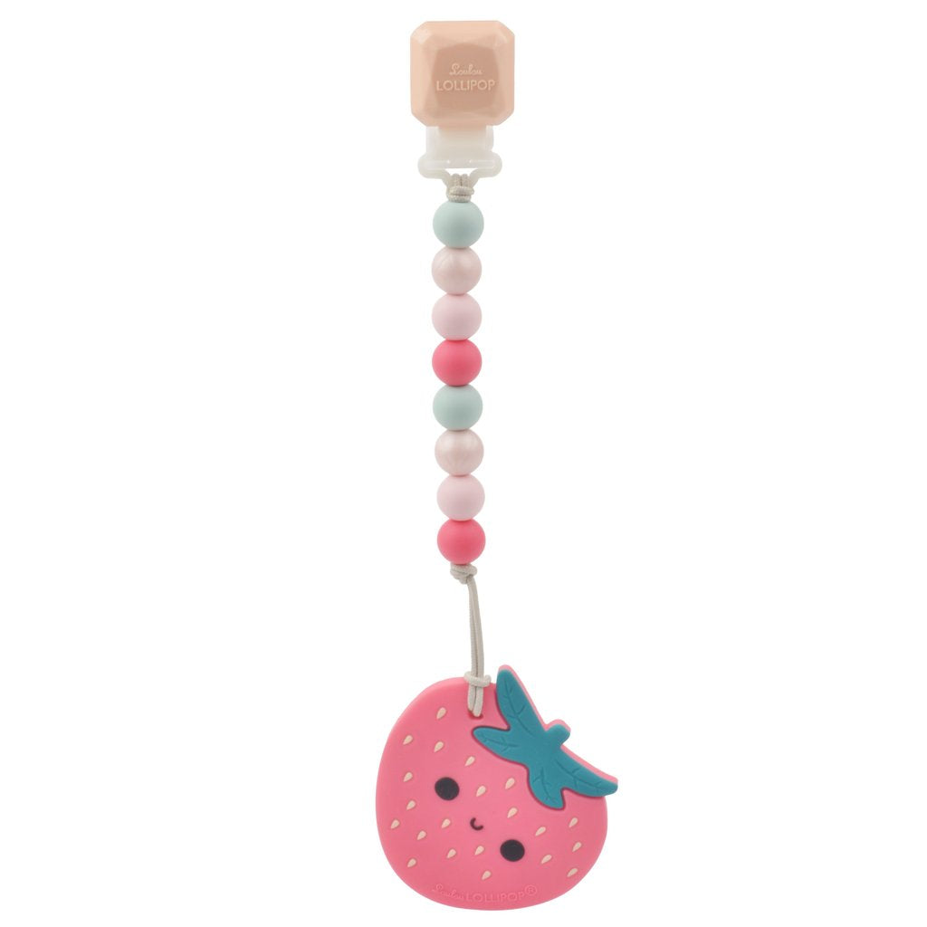 Loulou Lollipop-Silicone Teether-Everyday Essentials-Strawberry-O/S-Much and Little Boutique-Vancouver-Canada