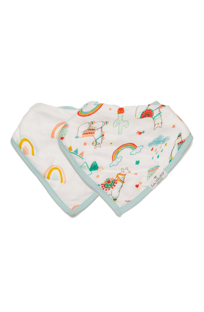 Loulou Lollipop-Set Of Two Bandana Bibs-Everyday Essentials-Llama Rainbow-O/S-Much and Little Boutique-Vancouver-Canada