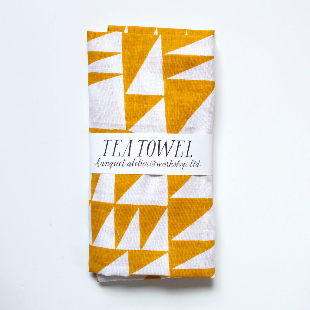 Banquet Workshop-Locally Printed Tea Towel-Kitchenware-Mustard Triangles-O/S-Much and Little Boutique-Vancouver-Canada