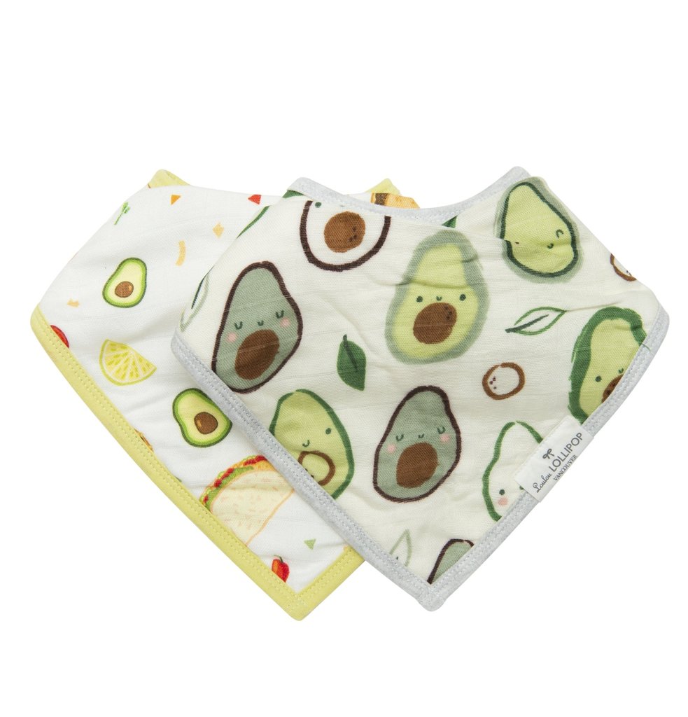 Loulou Lollipop-Set Of Two Bandana Bibs-Everyday Essentials-Avocado-O/S-Much and Little Boutique-Vancouver-Canada