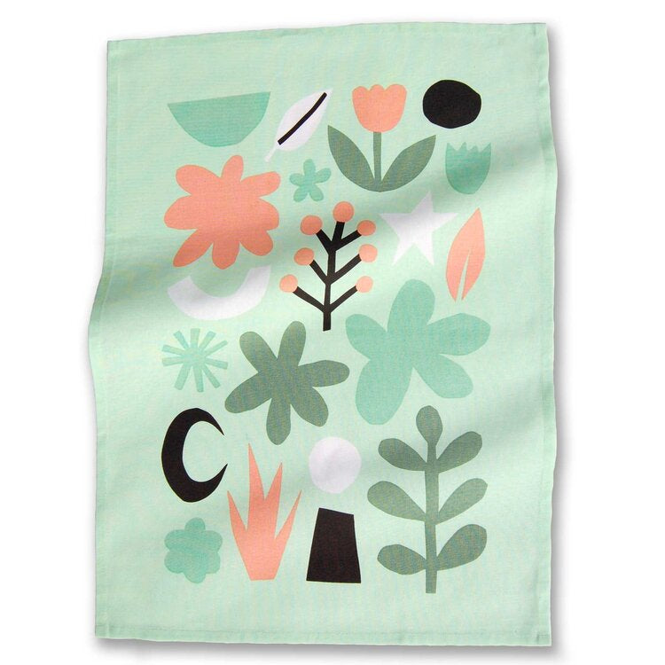 Badger & Burke-Tea Towel-Kitchenware-Turquoise Cut Out Shapes-O/S-Much and Little Boutique-Vancouver-Canada